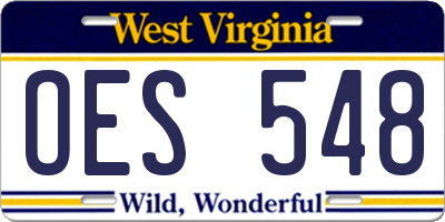 WV license plate OES548