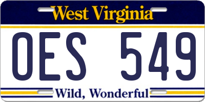 WV license plate OES549