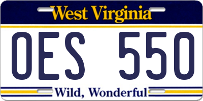WV license plate OES550