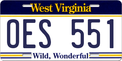 WV license plate OES551