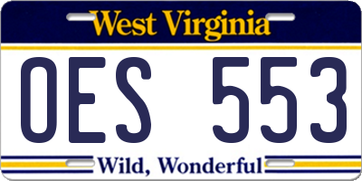 WV license plate OES553
