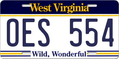 WV license plate OES554