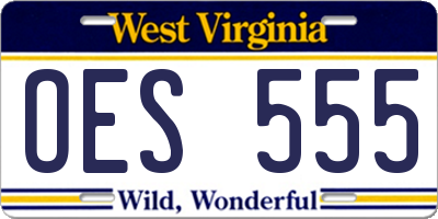 WV license plate OES555