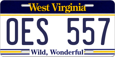 WV license plate OES557