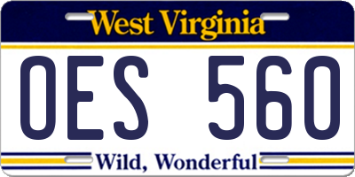 WV license plate OES560