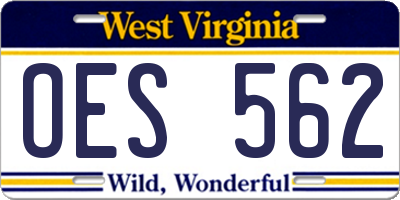 WV license plate OES562