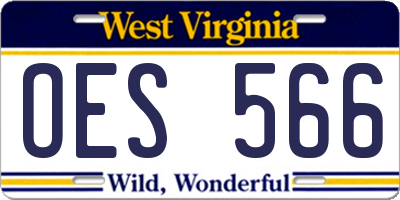 WV license plate OES566