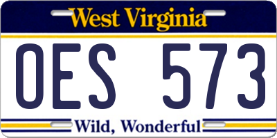 WV license plate OES573
