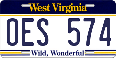 WV license plate OES574