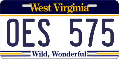 WV license plate OES575