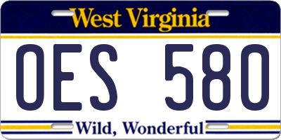 WV license plate OES580