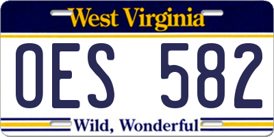 WV license plate OES582