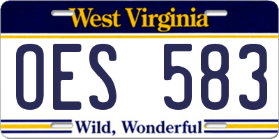 WV license plate OES583