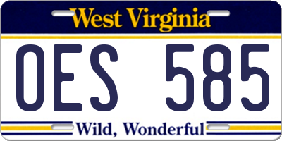 WV license plate OES585