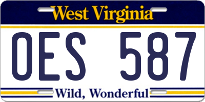 WV license plate OES587