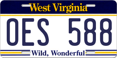 WV license plate OES588