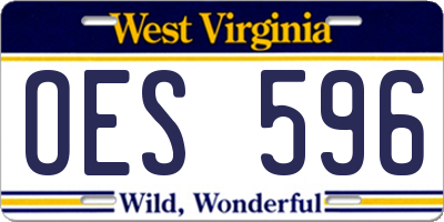 WV license plate OES596