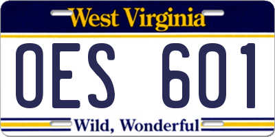 WV license plate OES601