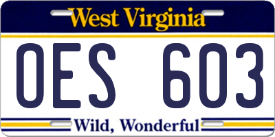 WV license plate OES603