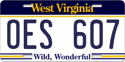 WV license plate OES607