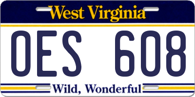 WV license plate OES608