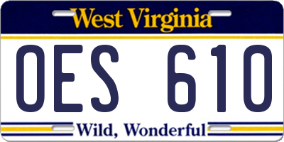 WV license plate OES610