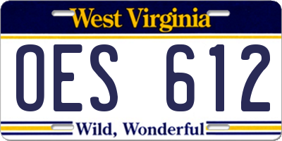 WV license plate OES612