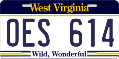 WV license plate OES614