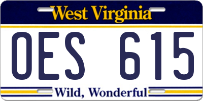 WV license plate OES615