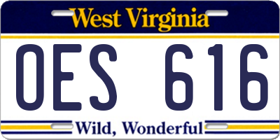 WV license plate OES616