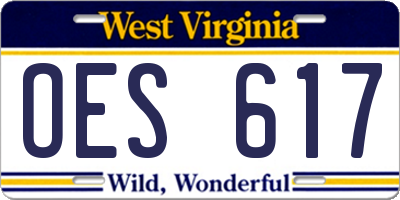 WV license plate OES617