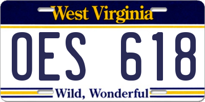 WV license plate OES618