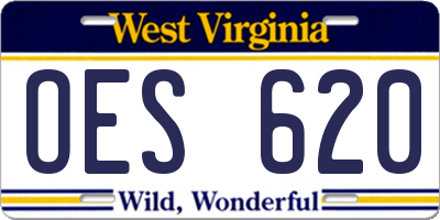 WV license plate OES620