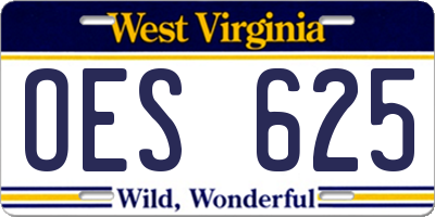 WV license plate OES625