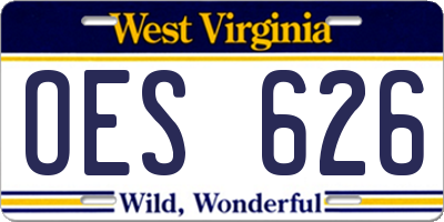 WV license plate OES626