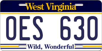 WV license plate OES630