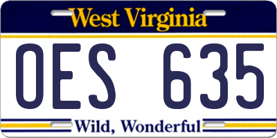 WV license plate OES635