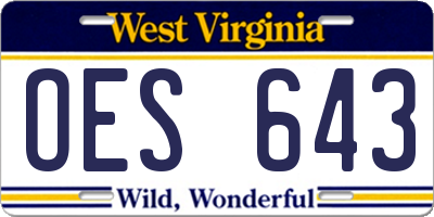 WV license plate OES643
