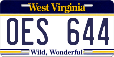 WV license plate OES644