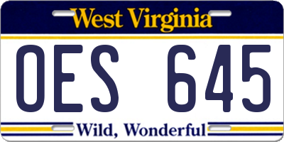 WV license plate OES645