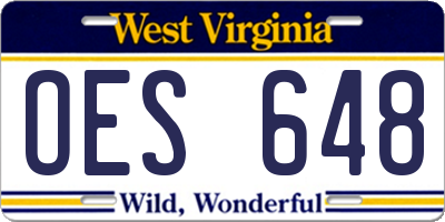 WV license plate OES648