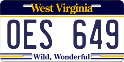 WV license plate OES649