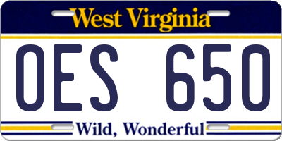 WV license plate OES650
