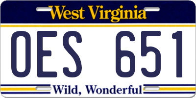 WV license plate OES651