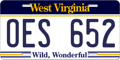 WV license plate OES652