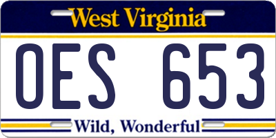 WV license plate OES653