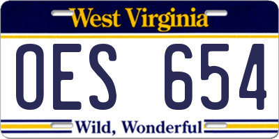 WV license plate OES654