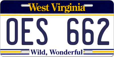 WV license plate OES662