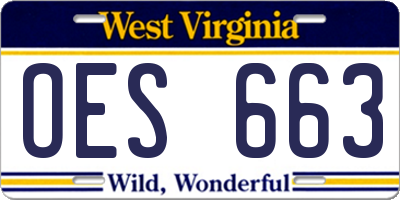 WV license plate OES663