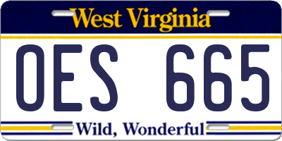 WV license plate OES665